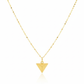 Gold triangle pendant necklace on a white background