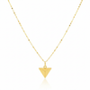 Gold triangle pendant necklace on a white background