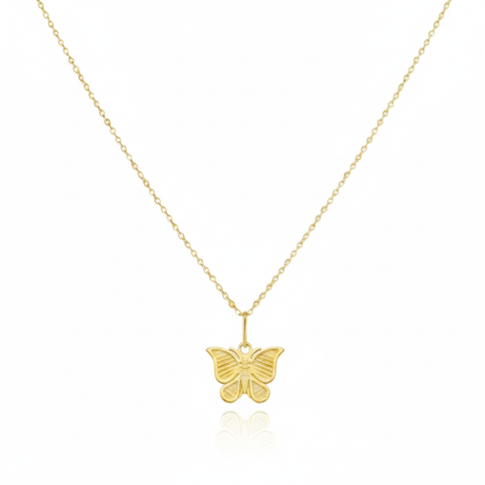 18K Real Gold Butterfly Necklace