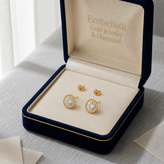 18K Real Gold Hole Stone Earrings