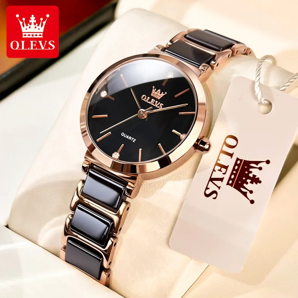 OLEVS 5877 Luxury Stainless Steel Watch for Women