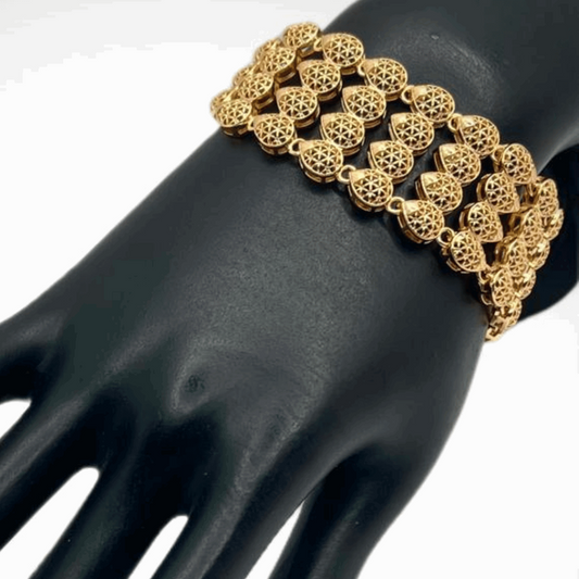 18k Real Saudi Gold Droplets style bangle 127 - Embellish Gold