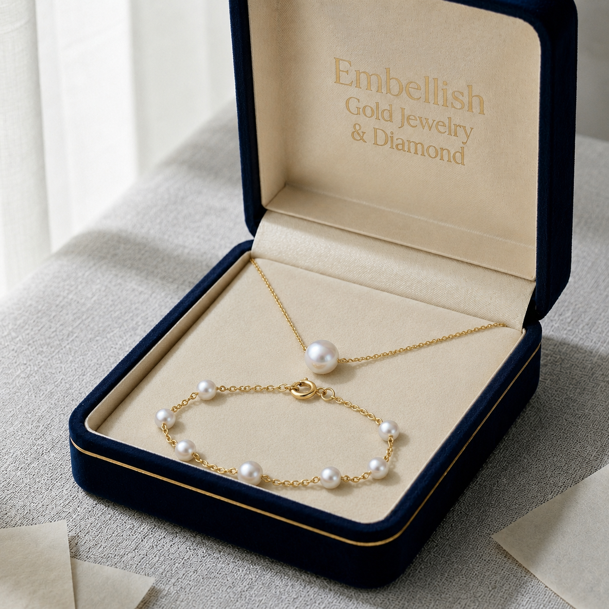 18K Gold Fresh Pearl Necklace Set