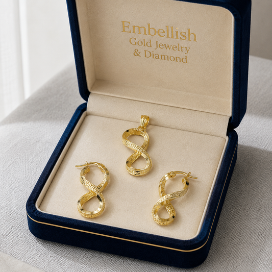 18k Gold Infinity Maze Jewelry Set
