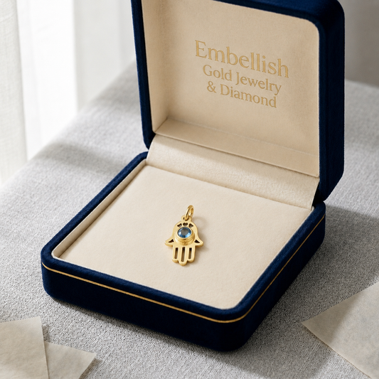 18k Gold Small Hamsa Eye Pendant