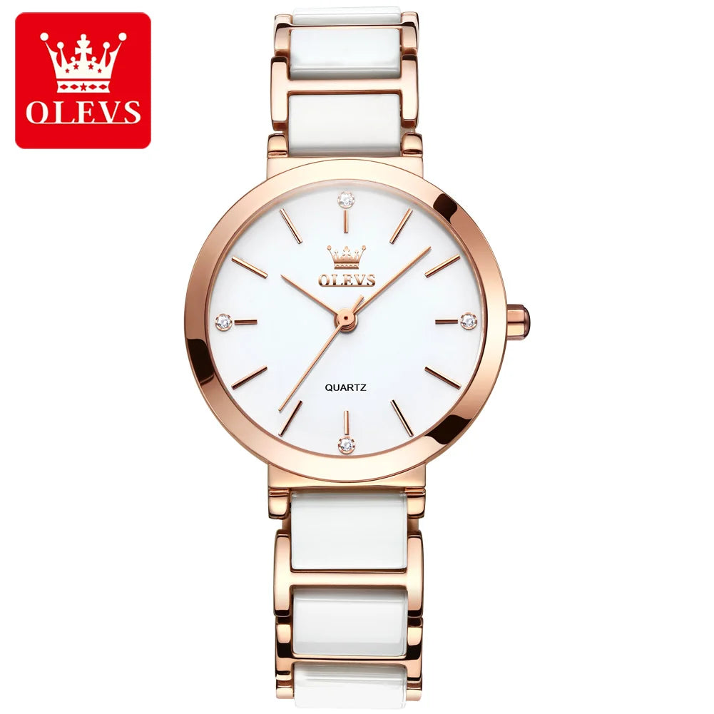 OLEVS 5877 Luxury Stainless Steel Watch for Women