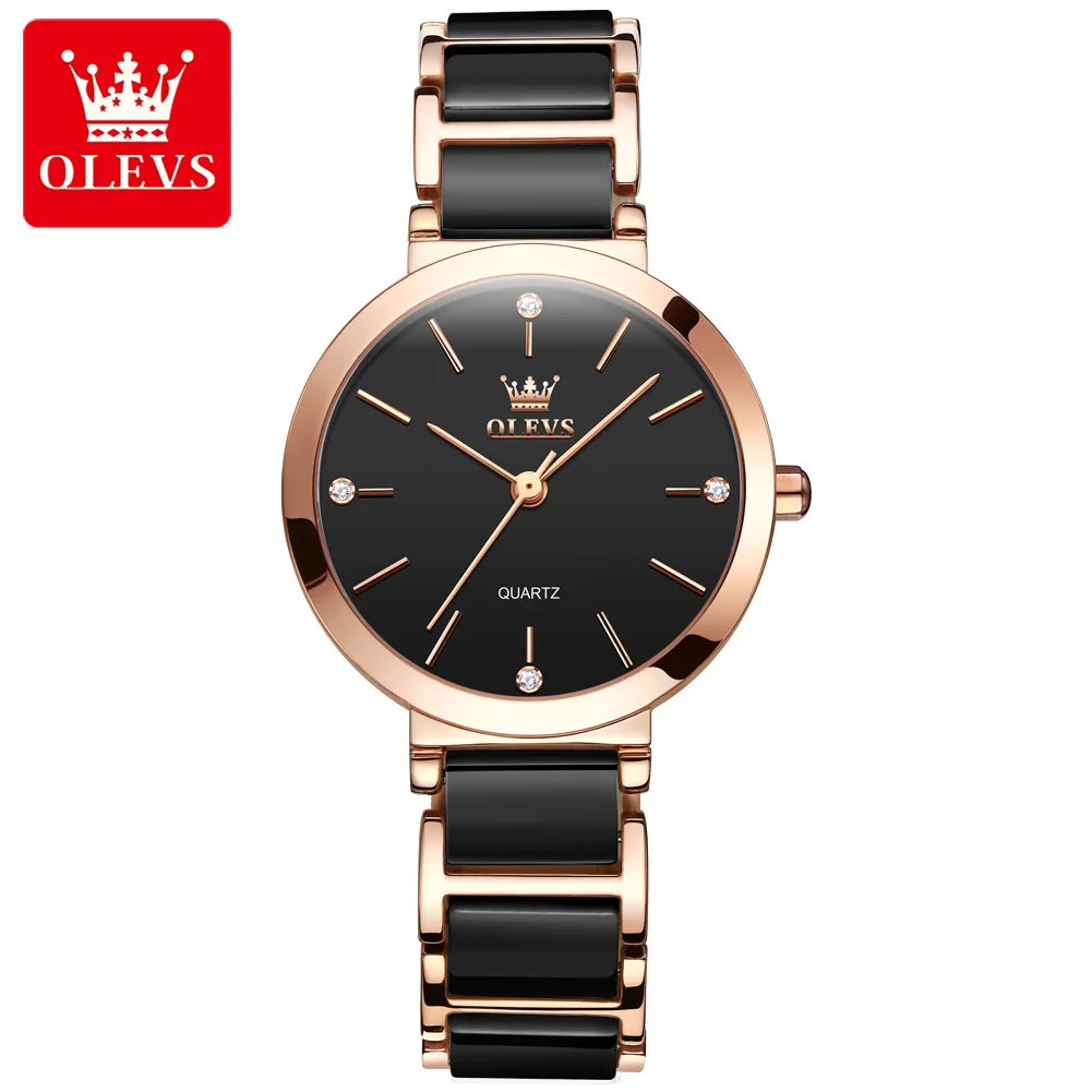 OLEVS 5877 Luxury Stainless Steel Watch for Women