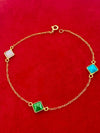 18K Real Gold Pyramid 3 Stone Bracelet - Embellish Gold