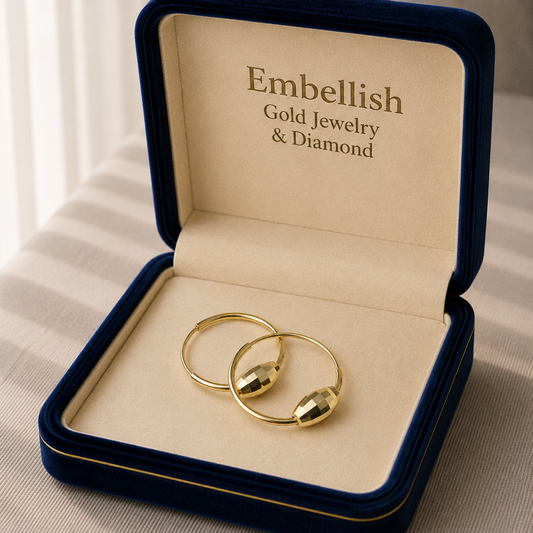 18k Gold Dia Cut Loop Earrings