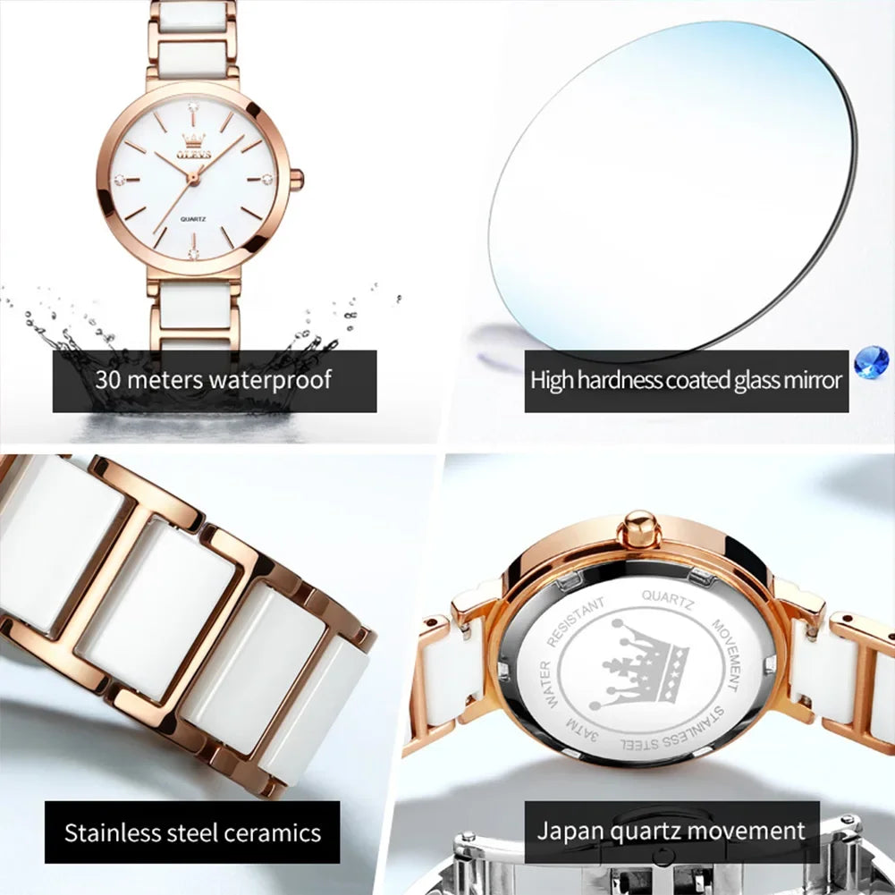 OLEVS 5877 Luxury Stainless Steel Watch for Women