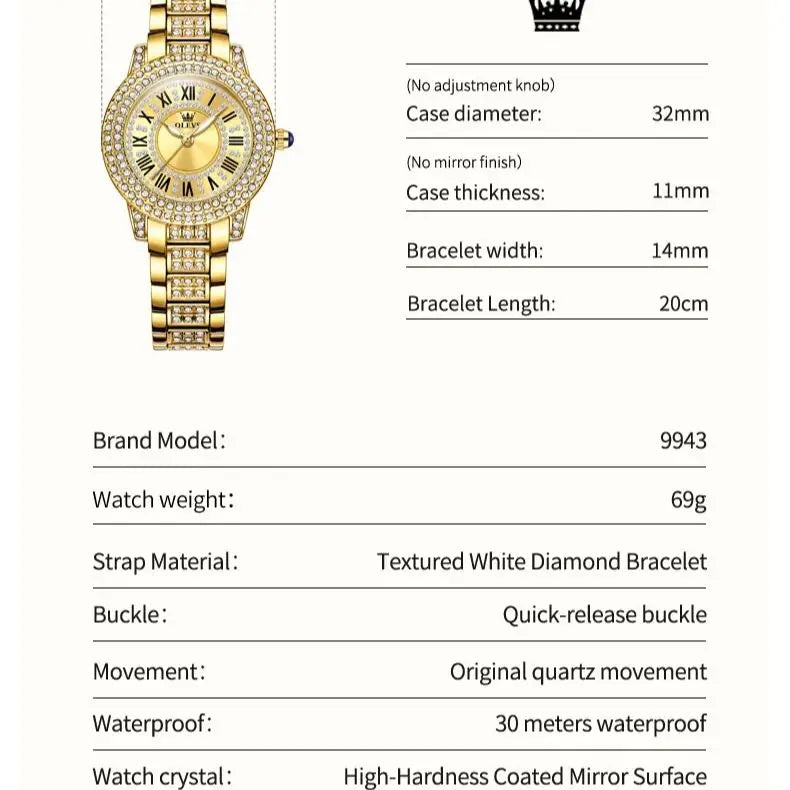OLEVS 9943 Luxury Diamond Women Watch