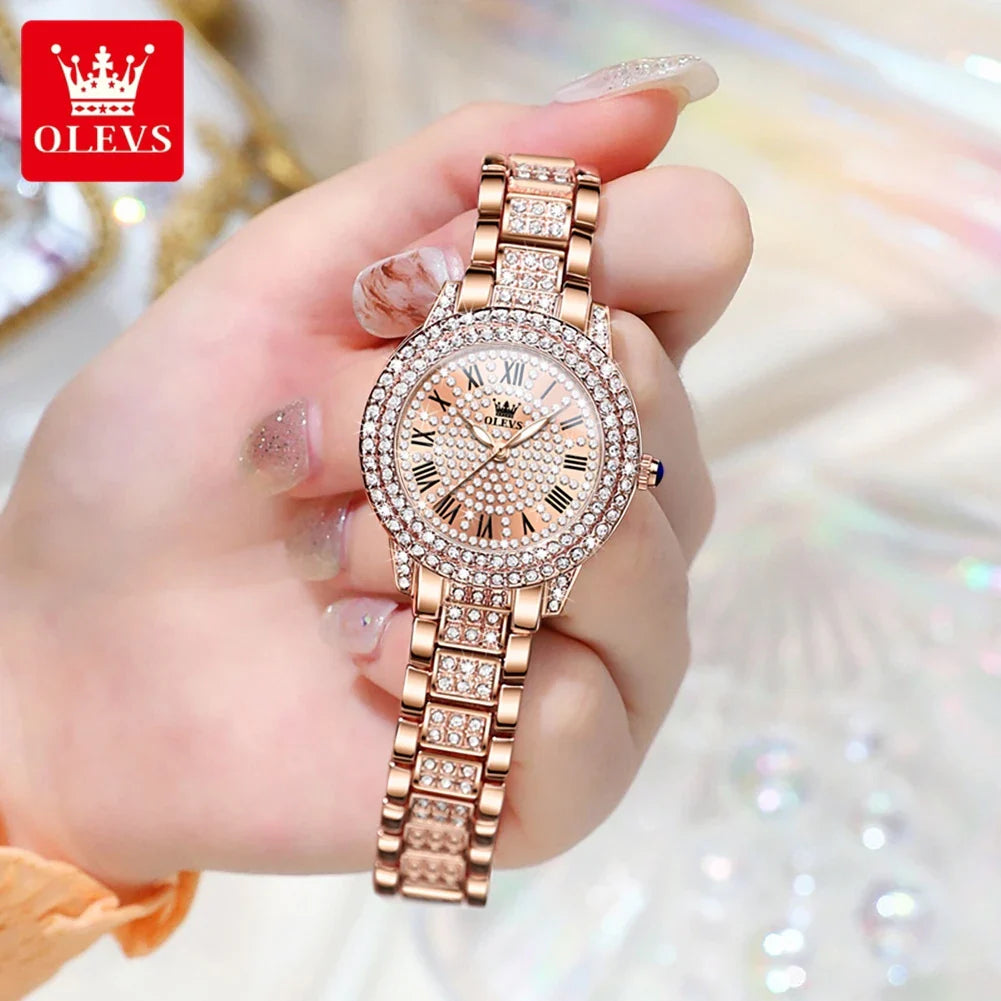 OLEVS 9943 Luxury All Diamond Original Quartz Watch for Women