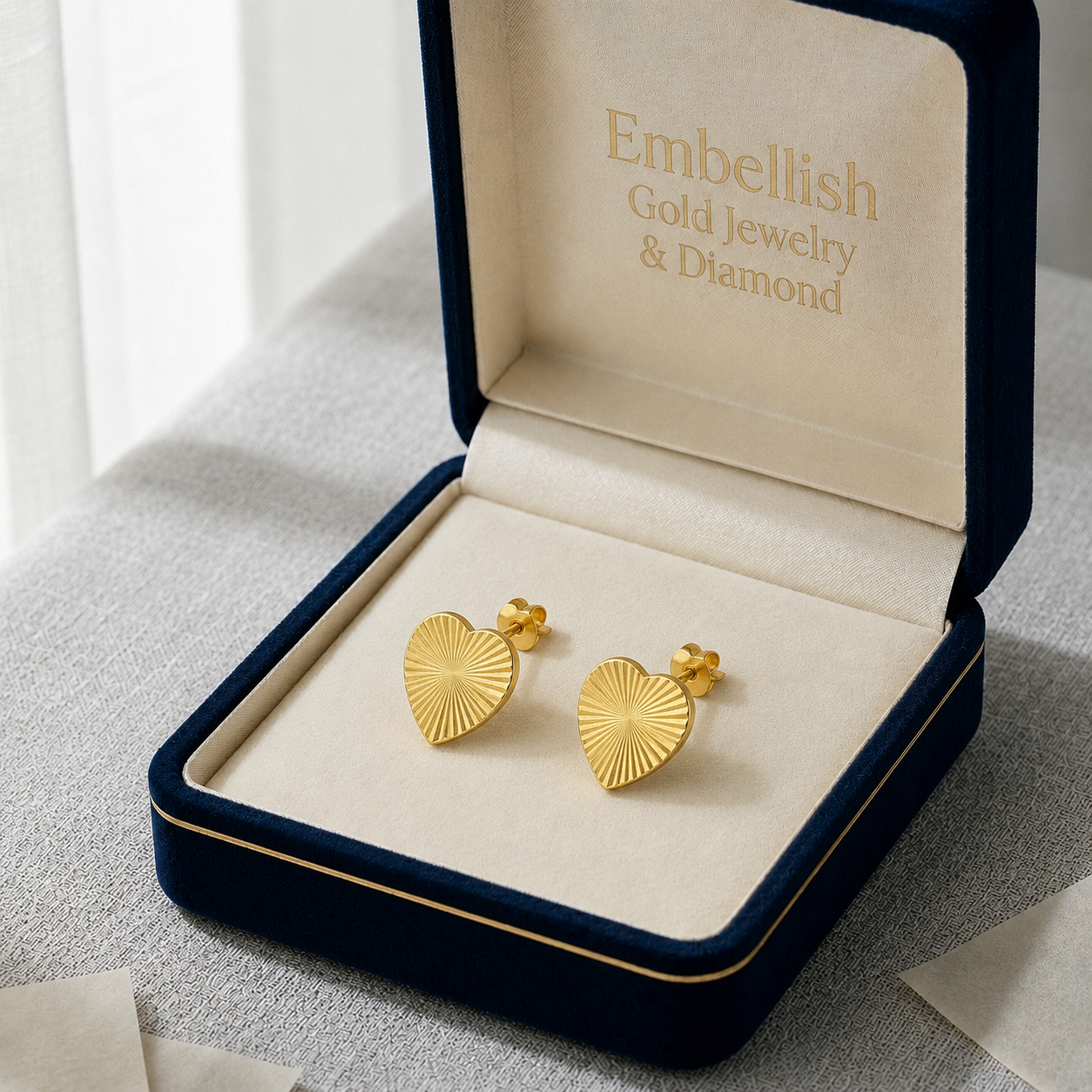 18K Heart Cut Style Screw Earrings