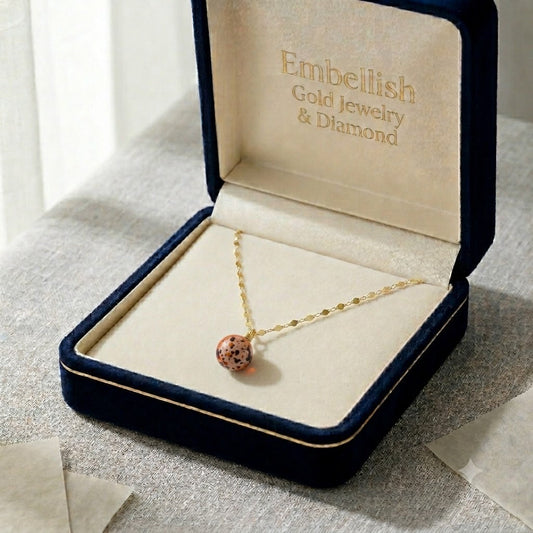 18K Real Gold Tiger Eye Stone Necklace