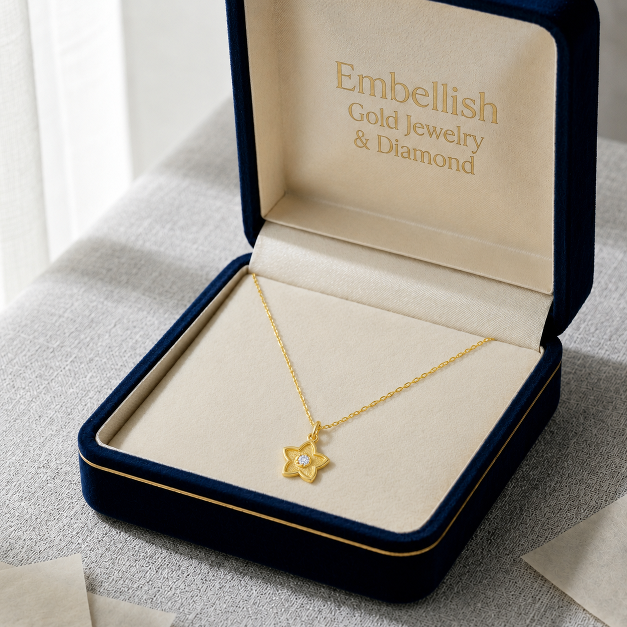 18K Real Gold Star Dot Necklace