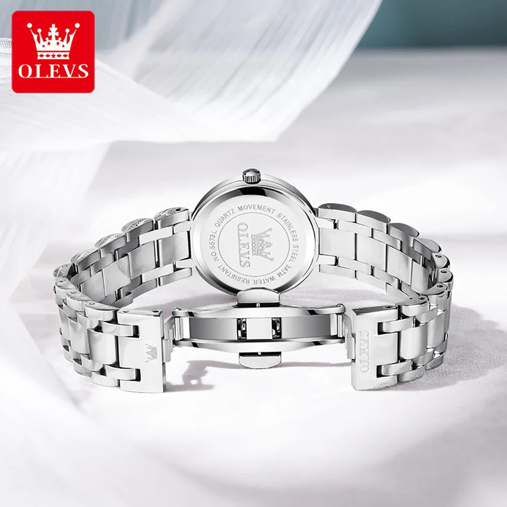 OLEVS Elegant Fashion Purple Rhinestone Dial Quartz Watch for Women