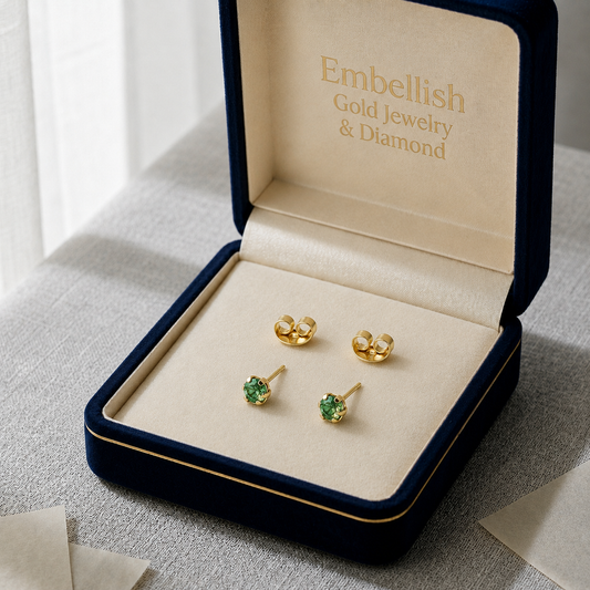 18K Gold Green Zircon Earrings