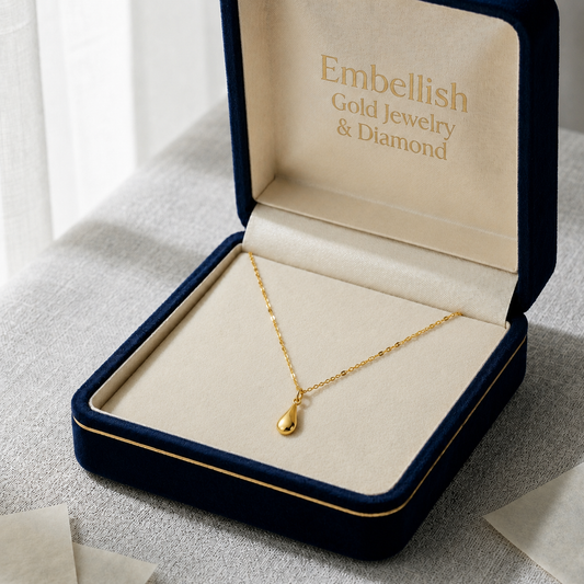 18K Real Gold Tear Drop Necklace