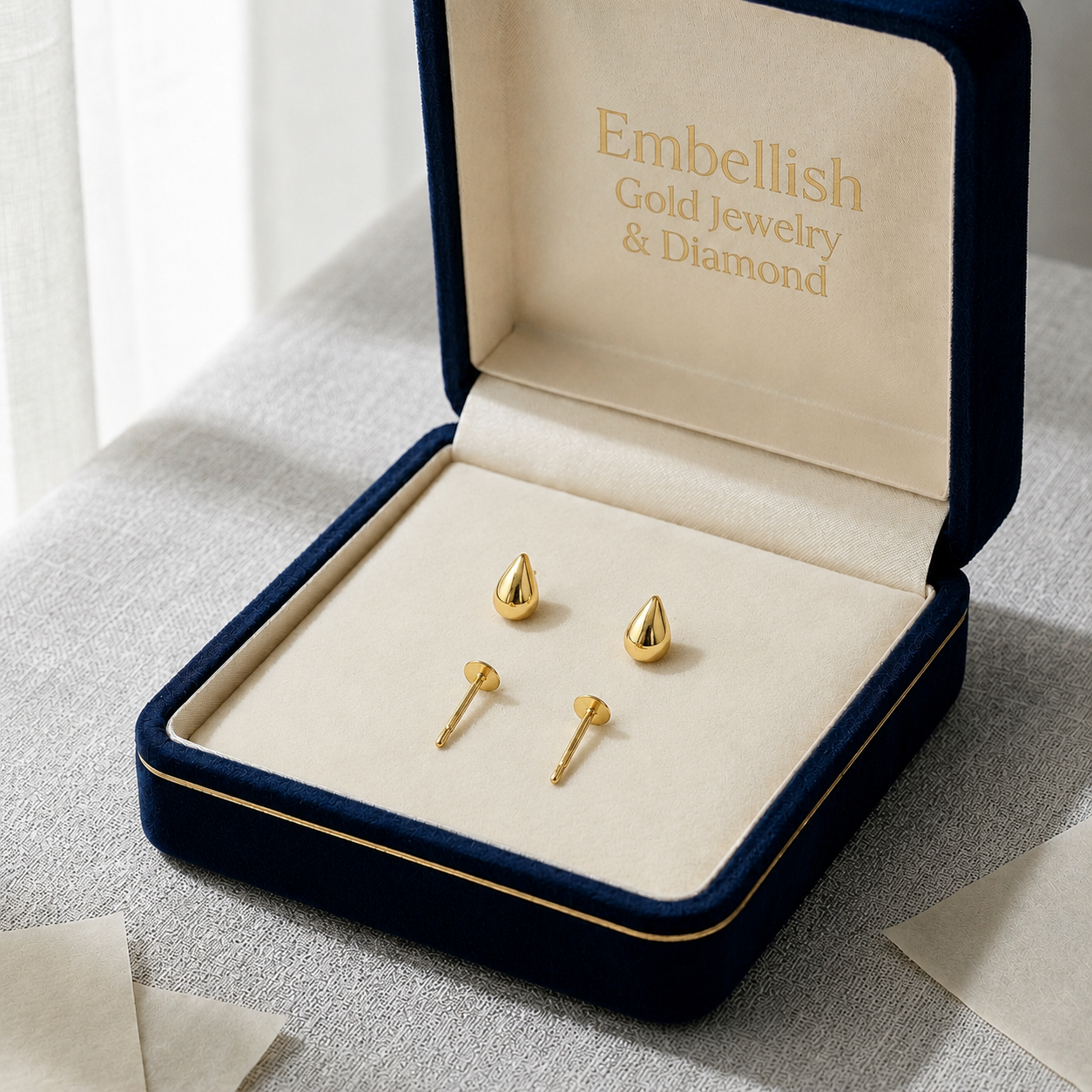 18K Real Gold Tear Drop Earrings