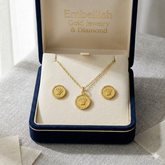 18k Gold Crown Jewelry Set