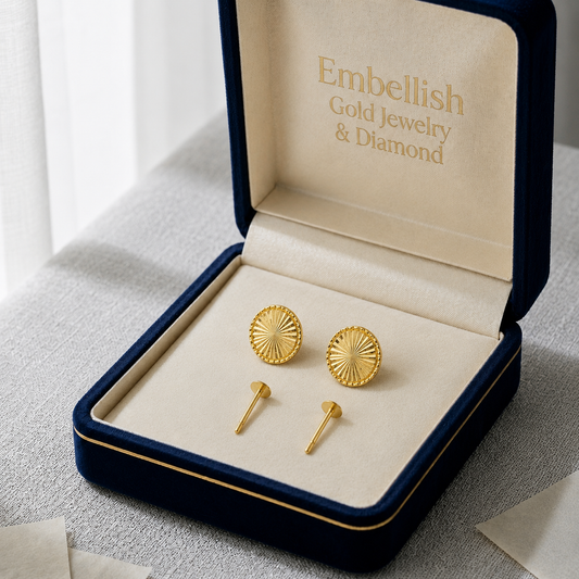 18K Real Gold Round Cut Earrings