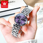 OLEVS Elegant Fashion Purple Rhinestone Dial Quartz Watch for Women