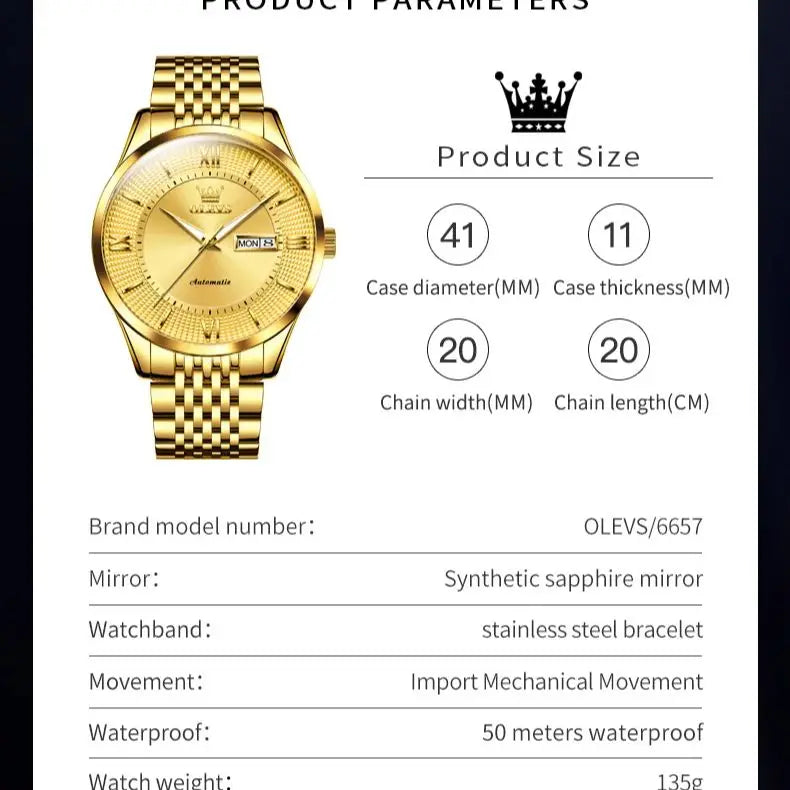 OLEVS 6657 Imported Automatic Movement Men's Watches