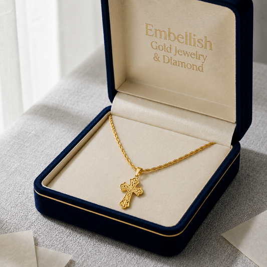 18k Gold Cross Inspired Design Necklace 1