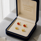 18K Real Gold Red Droplet Earrings