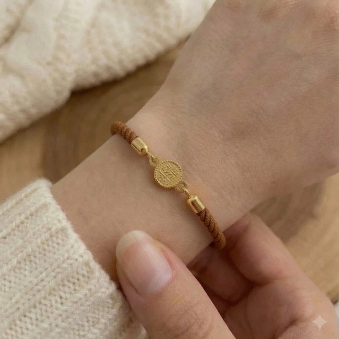 21K Gold Multi Color Thread Adjustable Coin Bracelet