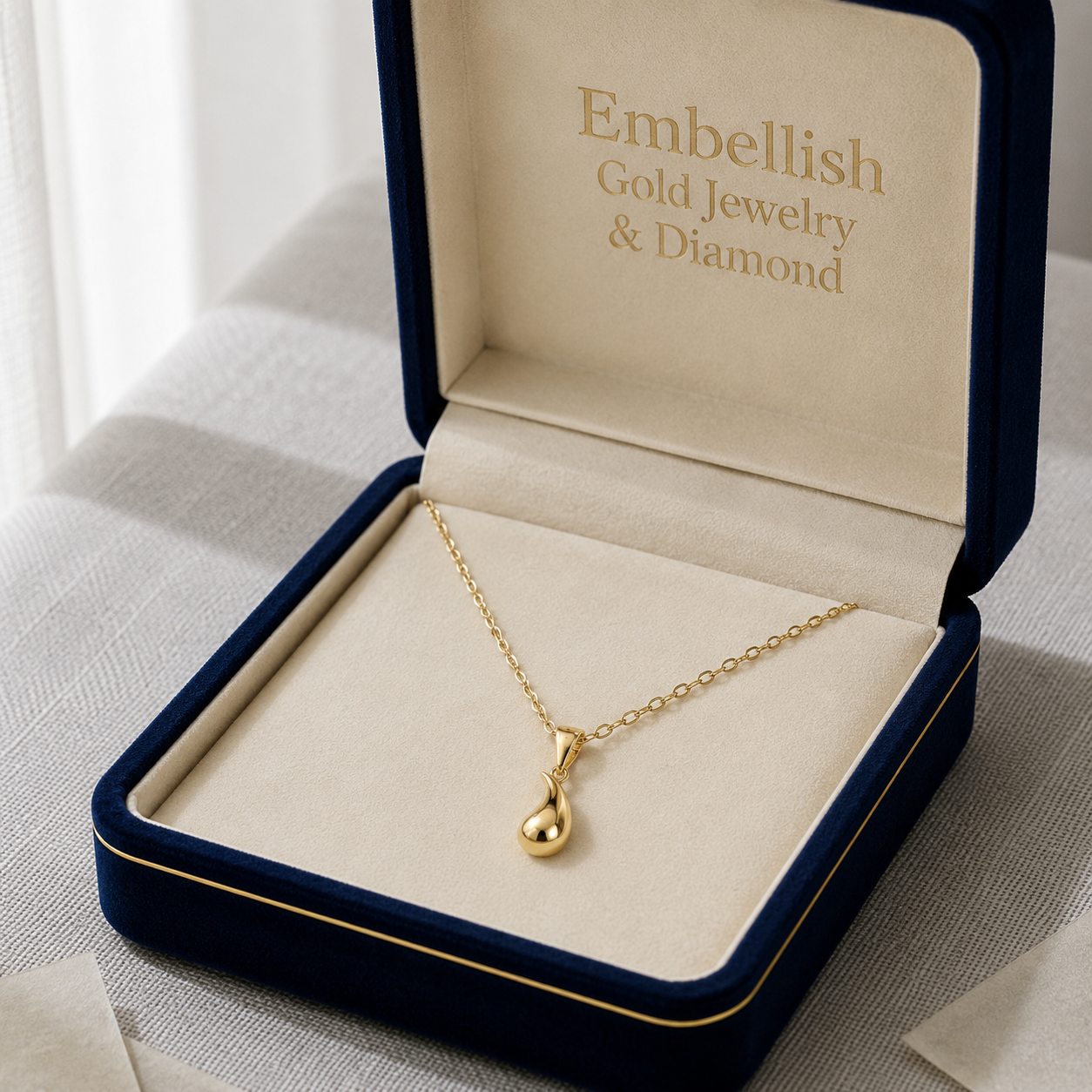 18k Gold Plain Teardrops Necklace