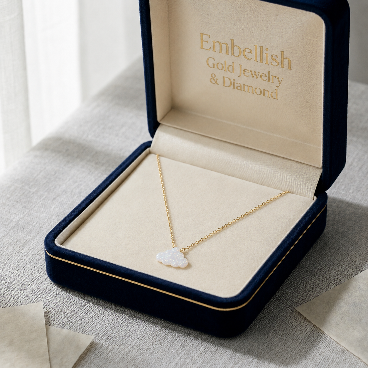 18k Gold Mother of Pearl Cloud Necklace