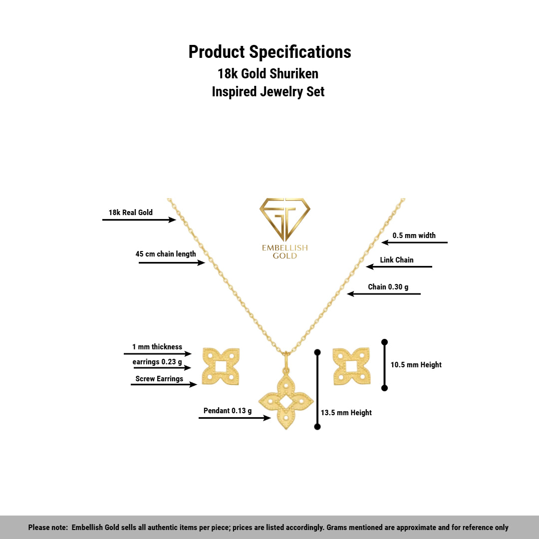18k Gold Shuriken Inspired Jewelry Set