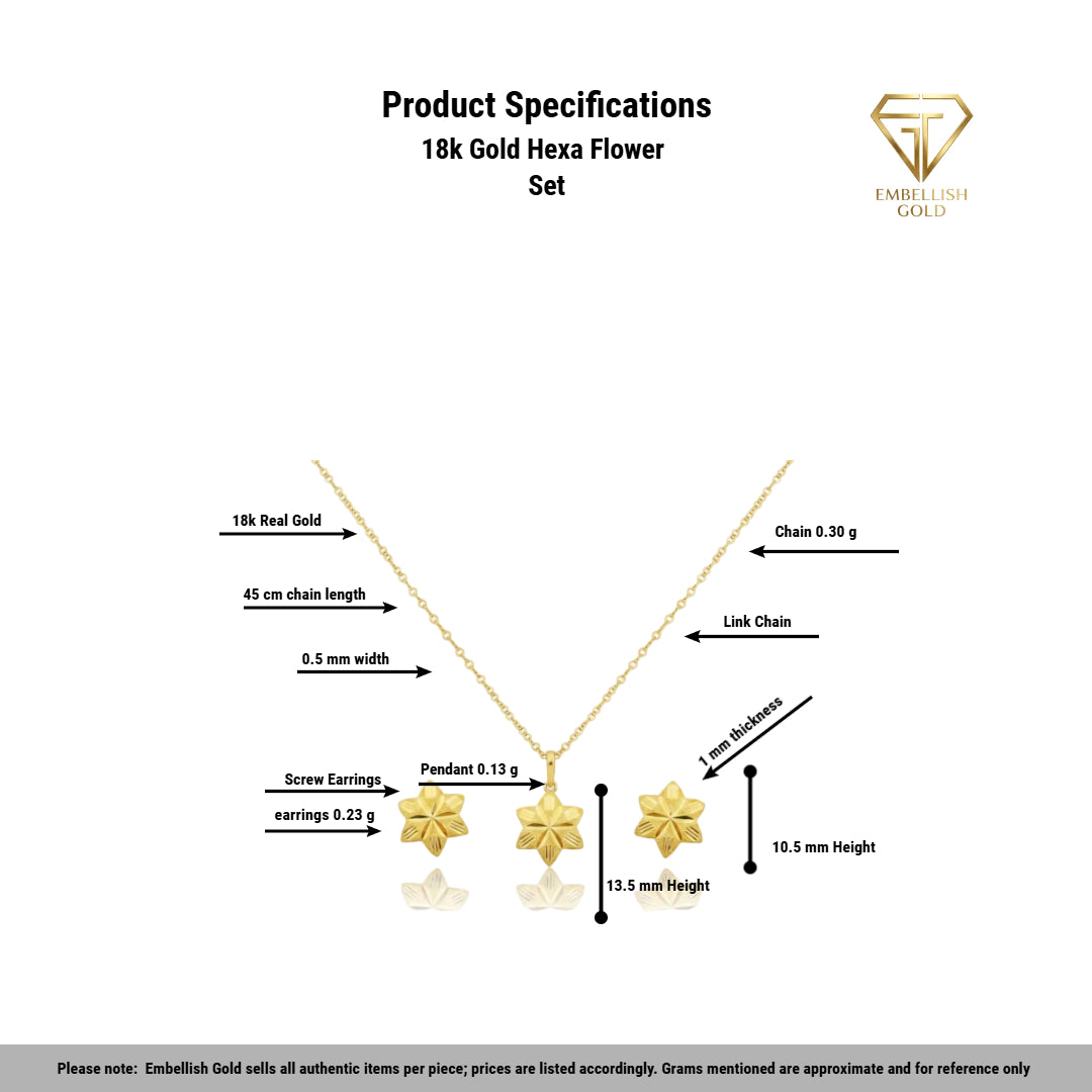 18k Gold Hexa Flower Set
