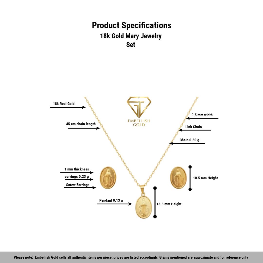 18k Gold Mary Jewelry Set