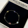 18k Real Saudi Gold 5 Evil Eye Bracelet 088