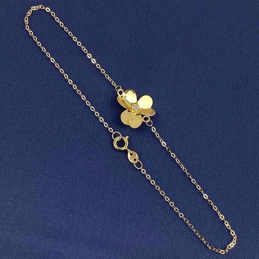 18K Real Saudi Gold Leaf Clove Bracelet 009