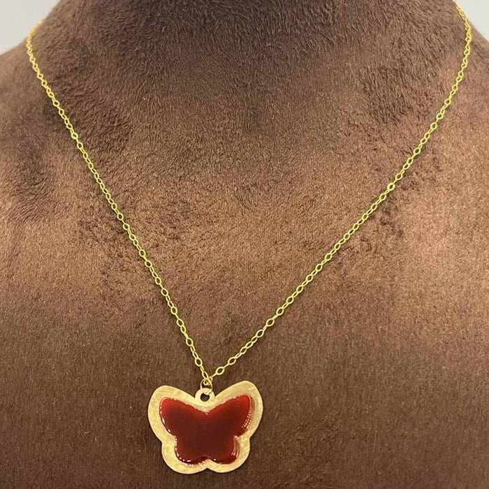 18k Real Saudi Gold Butterfly Necklace 141
