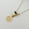 18k Real Saudi Gold Sun Swarovski Necklace 056