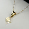 18k Real Saudi Gold Square With Flower Necklace 051