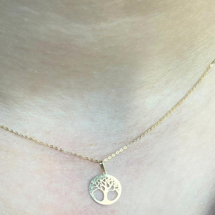 18k Real Saudi Gold Love Tree Chain Necklace 115