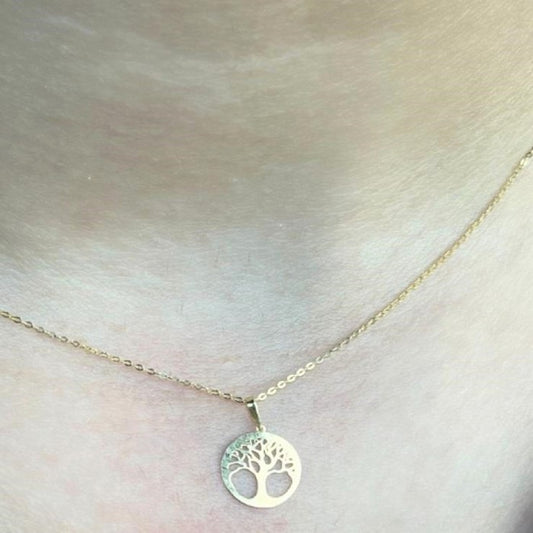 18k Real Saudi Gold Love Tree Chain Necklace 115