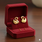 18K Real Gold Swan Earrings