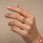 18k Gold Cross Over Heart Ring