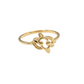 Gold ring with a floral design on a white background