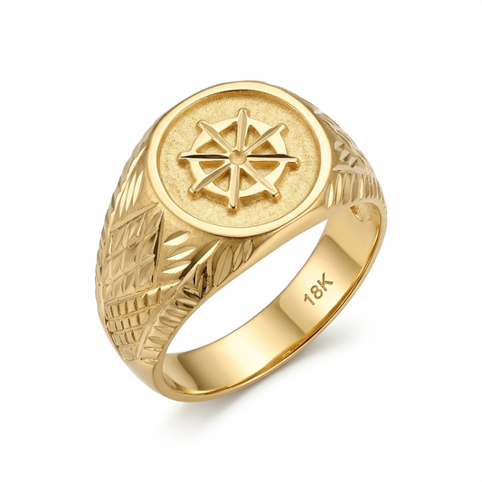 18k Gold Wheel Inspired Power Ring