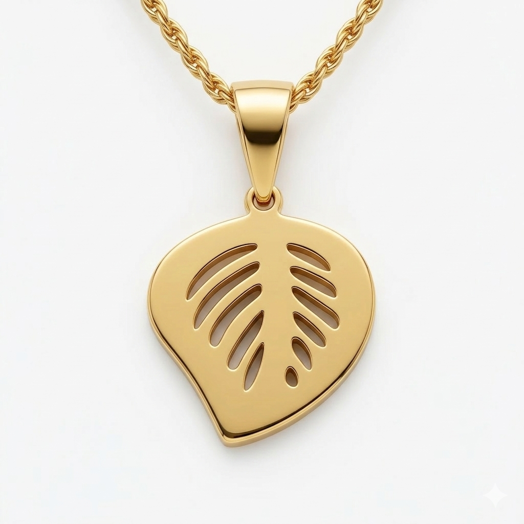 18K Real Gold Pure Leaf Necklace