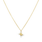 Gold and white star-shaped pendant on a chain against a white background