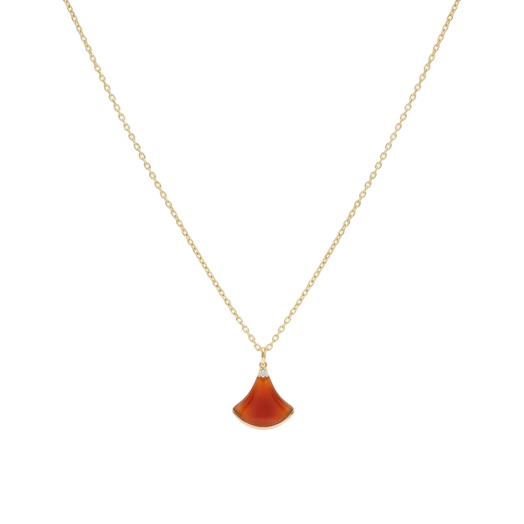 Necklace with a red pendant on a white background