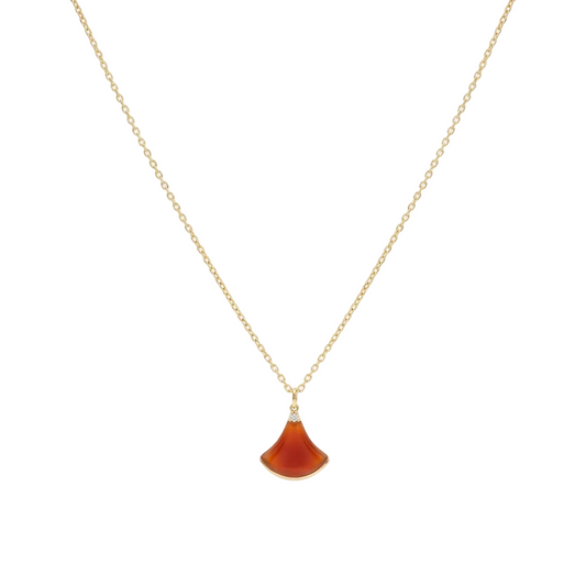 Necklace with a red pendant on a white background